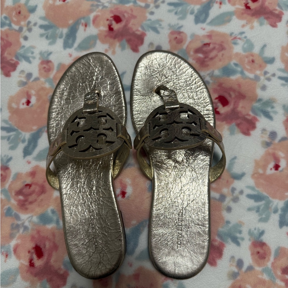 Tory Burch Silver Metallic Sandals 9 1/2